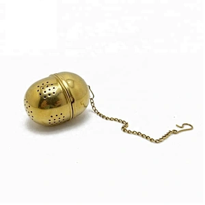 Promotional stainless steel titanium gold plating egg shape tea infuser tea strainer tea ball with chain