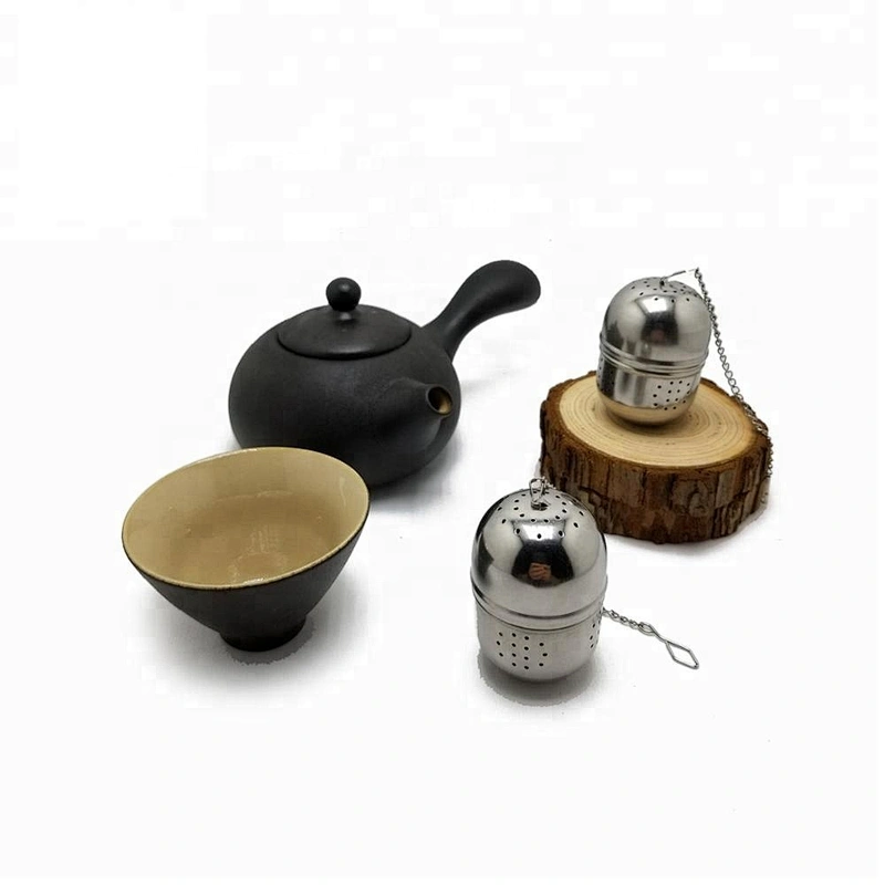 High quality stainless steel egg shape tea infuser tea strainer with chain
