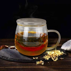 400 ML high borosilicate heat resistant glass tea cup mug with glass infuser and lid