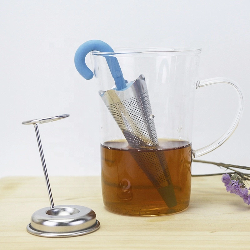 Stainless Steel 304 Umbrella Shape Silicone Tea Infuser with Stand for tea mug