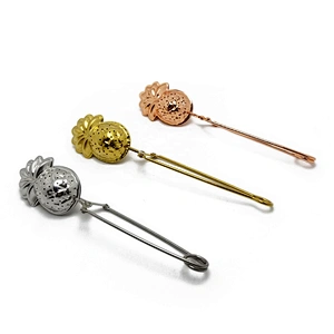 Stainless steel titanium gold plating pineapple shape tea infuser with clamp handle