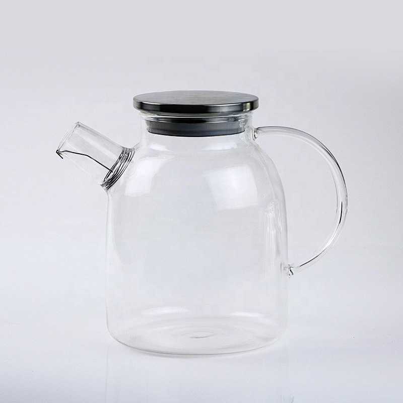1000ML high quality high borosilicate tea pot heat resistant transparent coffee water glass jar with lid
