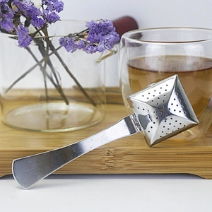 Novelty stainless steel square shape tea infuser tea strainer with handle