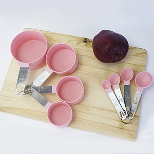 Hot selling 8 piece stainless steel plastic measuring cups and measuring spoons