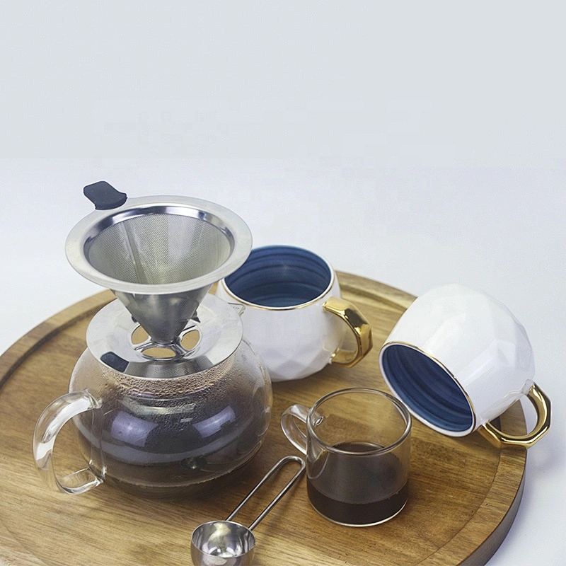 304 stainless steel coffee strainer Cone drip coffee filter coffee maker with anti hot handle