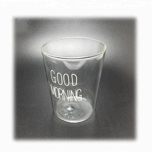 300 ML  high borosilicate heat resistant glass tea coffee cup juice mug with good morning logo