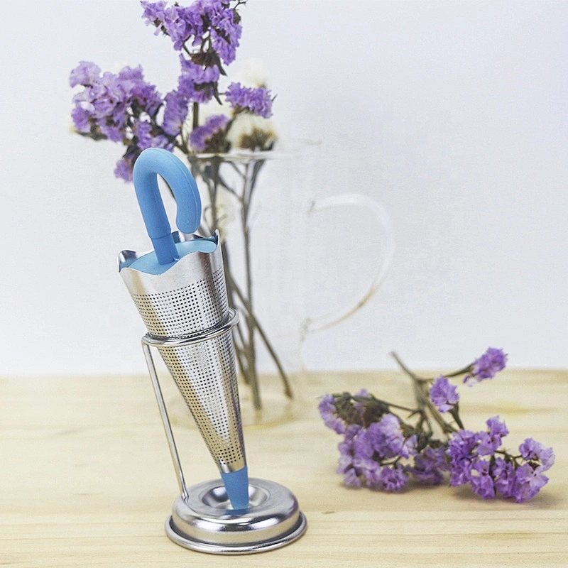 Stainless Steel 304 Umbrella Shape Silicone Tea Infuser with Stand for tea mug