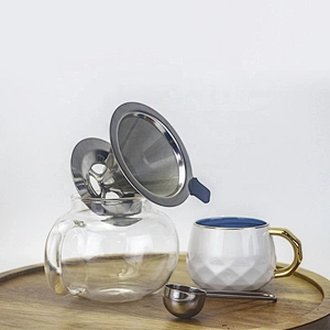 304 stainless steel coffee strainer Cone drip coffee filter coffee maker with anti hot handle