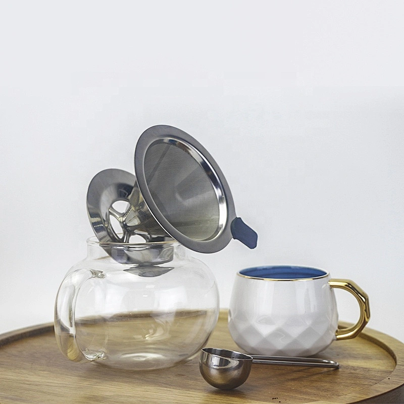304 stainless steel coffee strainer Cone drip coffee filter coffee maker with anti hot handle