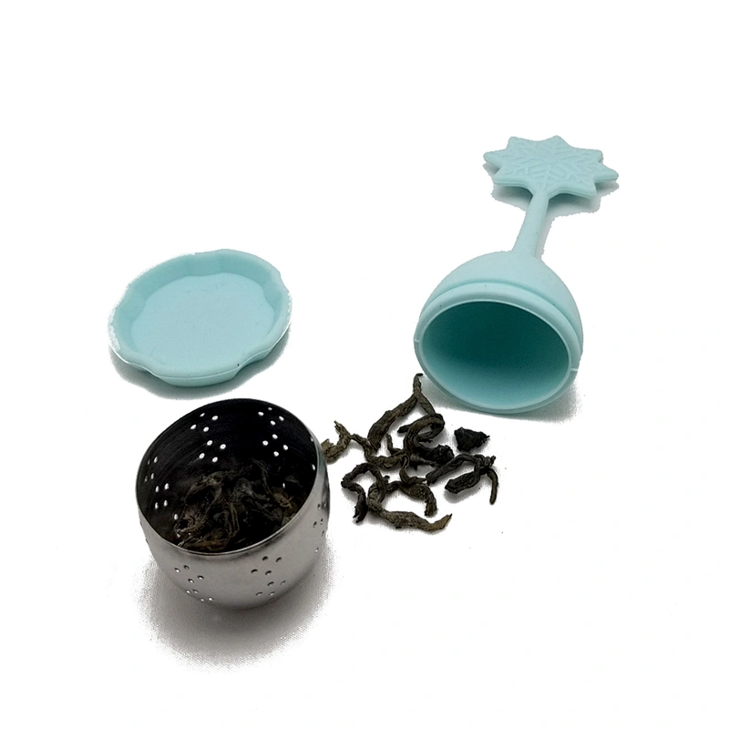 Nice snowflake shape tea strainer stainless steel silicone tea infuser tea filter
