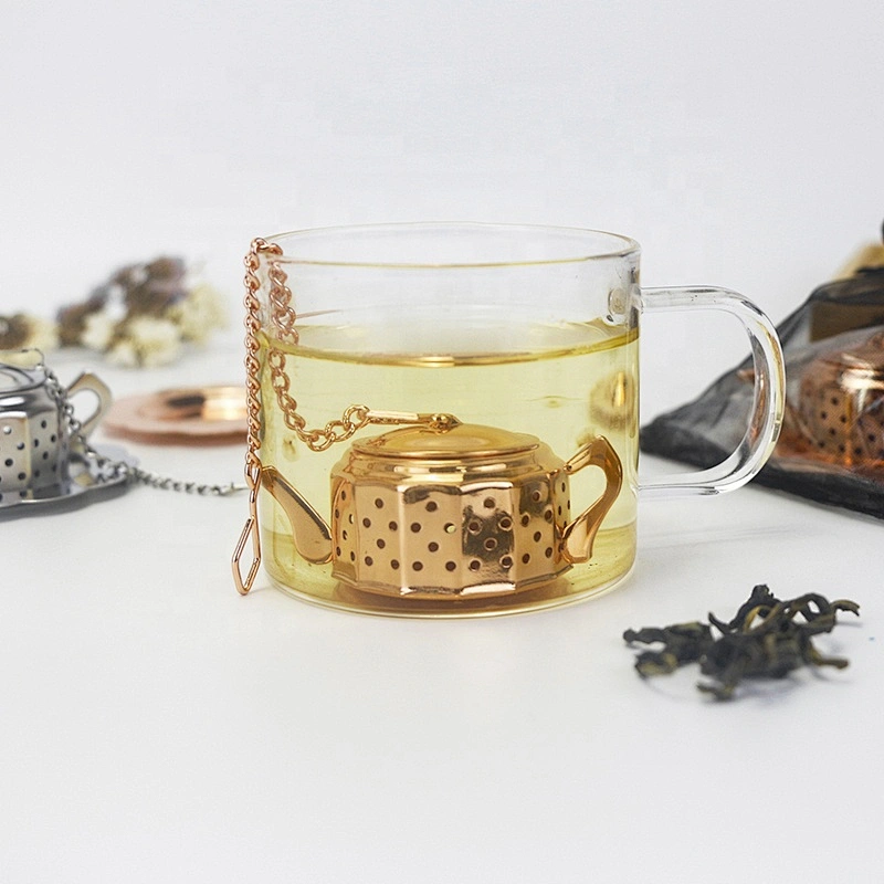 2 pcs teapot shape tea infuser set with nice black bag pack and thank you card nice gift