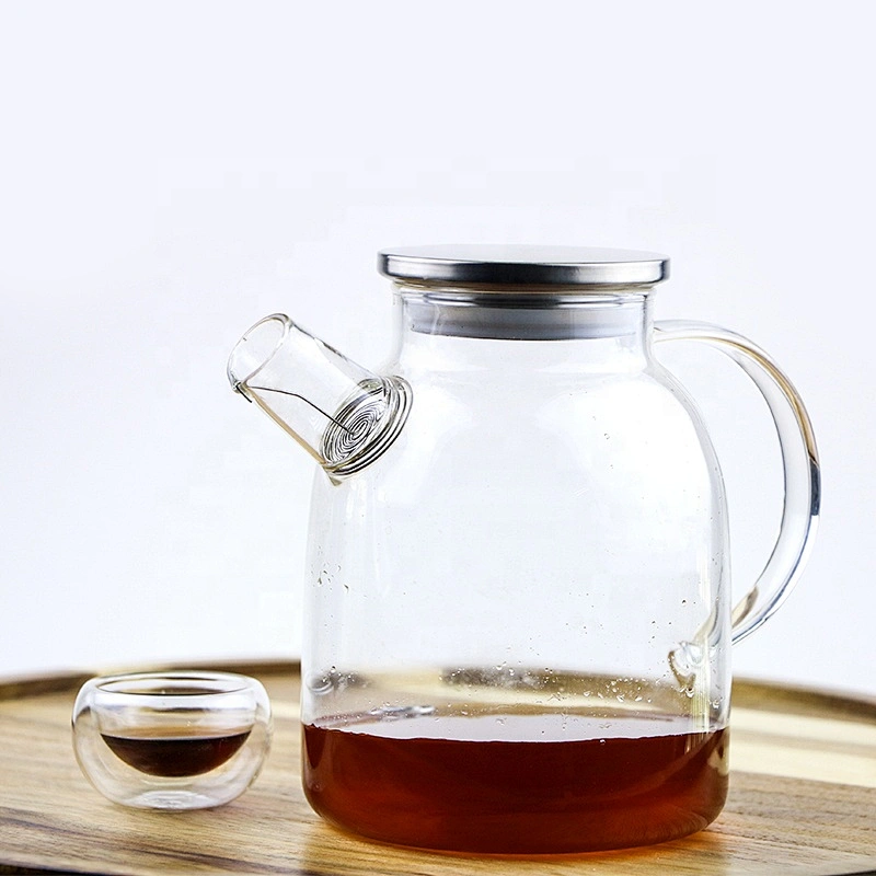 1000ML high quality high borosilicate tea pot heat resistant transparent coffee water glass jar with lid