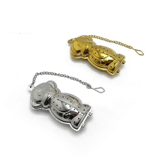 Stainless steel titanium gold plating monkey shape tea infuser with drip tray