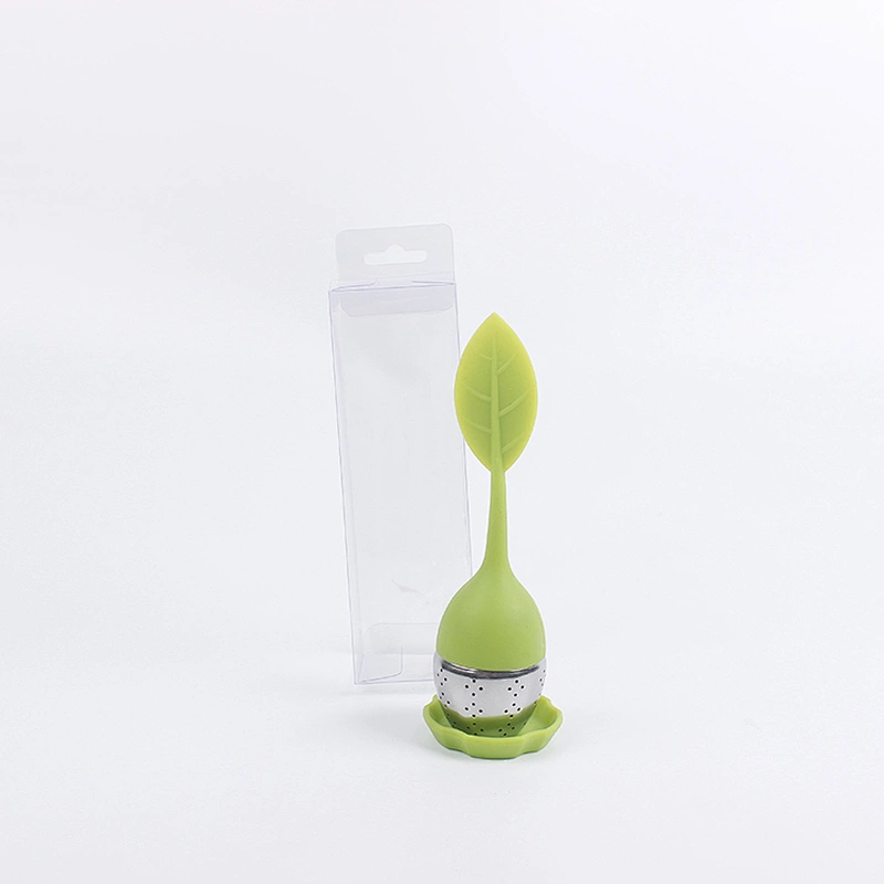 High quality  manufactured  silicone leaf shape tea infuser with PVC box pack