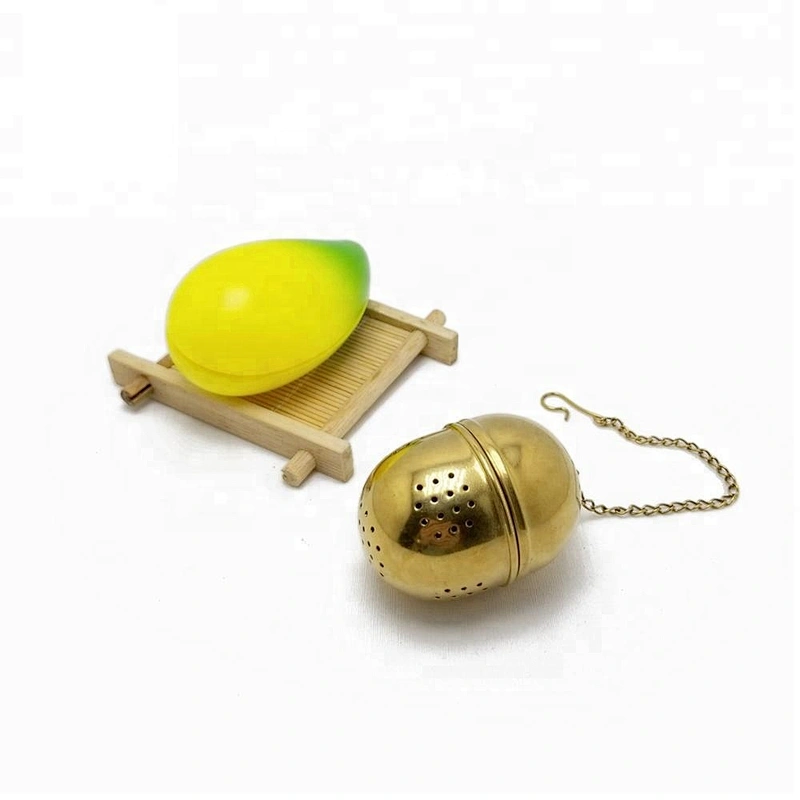 Promotional stainless steel titanium gold plating egg shape tea infuser tea strainer tea ball with chain
