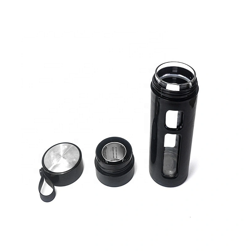 High borosilicate glass water Bottle tea bottle with stainless steel tea infuser