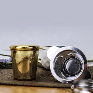 Double handle Tea strainer 304 Stainless Steel tea filter tea infuser in silver and gold color for mug and pot