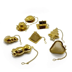 Stainless steel titanium gold plating teapot tea infuser tea ball with chain