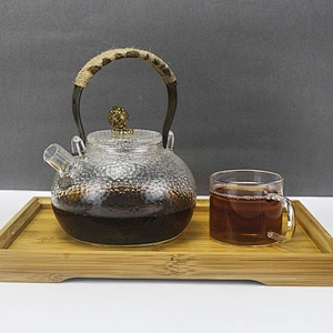 handmade  high borosilicate food grade heat resistant glass teapot  with malleolar stria pattern