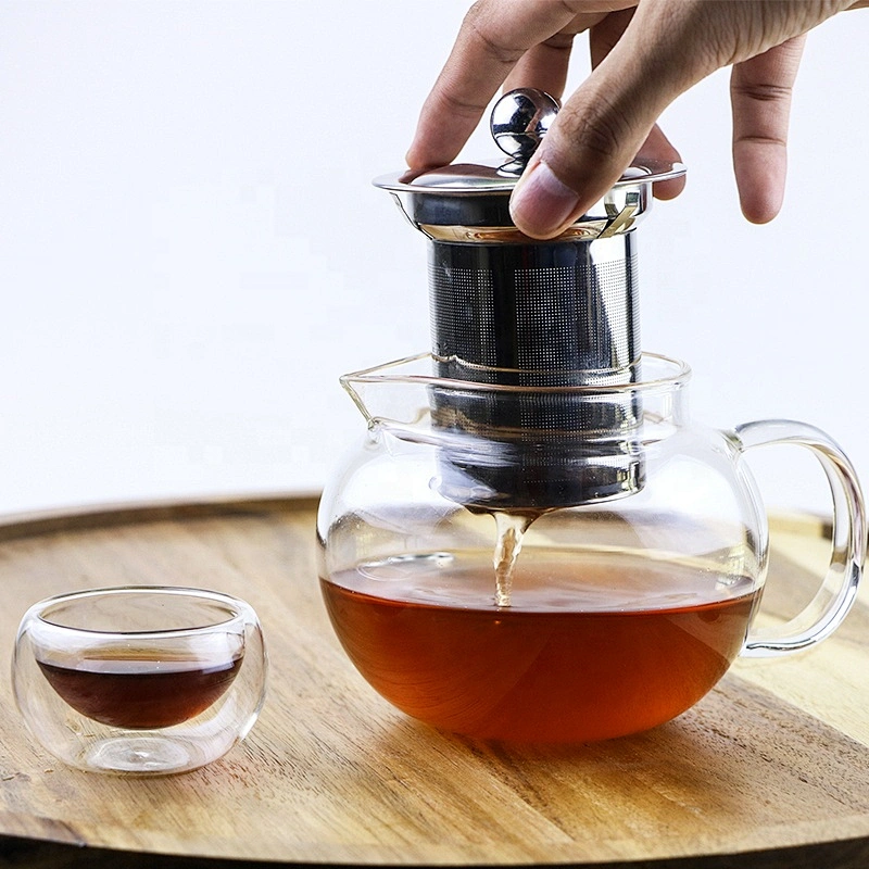 2021 new design 400/600/800/1000/1300ML pyrex glass teapot with infuser