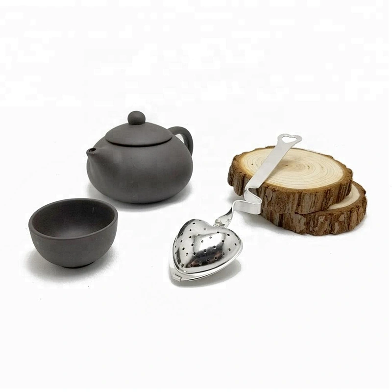 Food grade stainless steel heart shape tea infuser tea strainer with handle