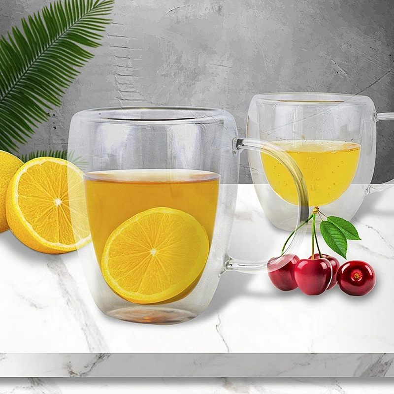 250/350ML  high borosilicate heat resistant glass tea cup mug with handle
