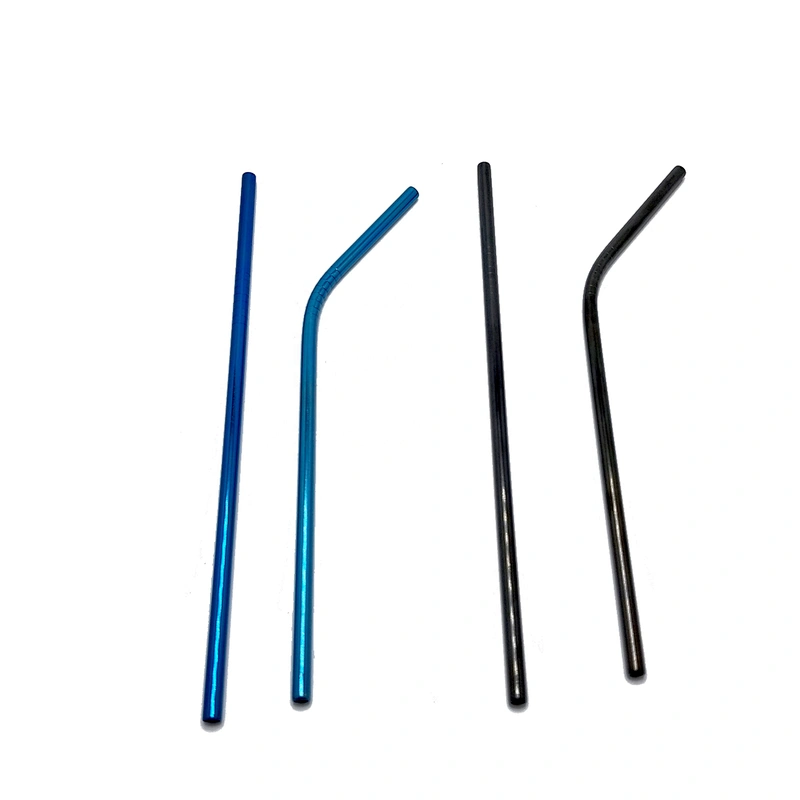 Colorful reusable stainless steel 6*215mm metal drinking straw