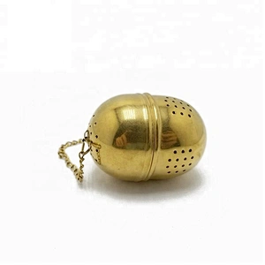 Promotional stainless steel titanium gold plating egg shape tea infuser tea strainer tea ball with chain