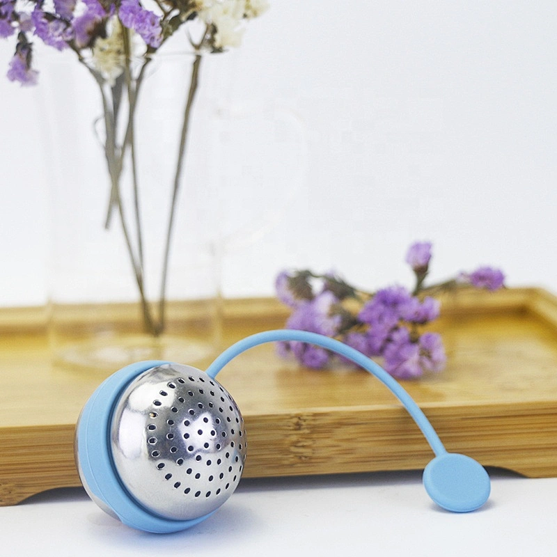 Food grade loose leaf tea ball stainless steel silicone filter tea infuser