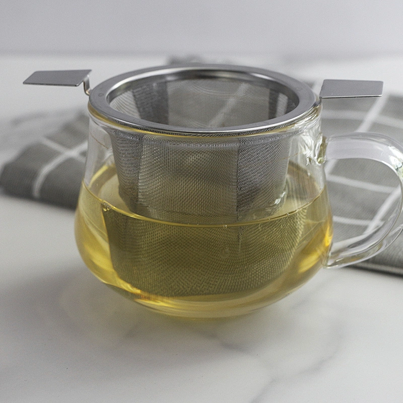 Basket shape hard mesh tea strainer with double handle