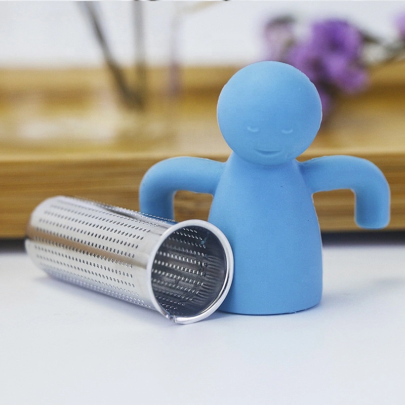 Man Shape Stainless Steel Loose Leaf Tea infuser silicone tea Ball Strainer for tea cup