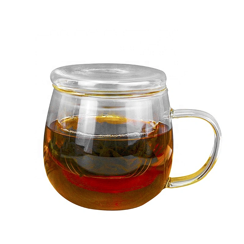 400 ML high borosilicate heat resistant glass tea cup mug with glass infuser and lid