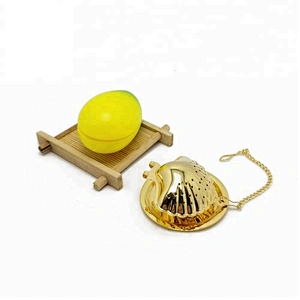 High quality stainless steel gold plating shell shape tea infuser tea ball with chain