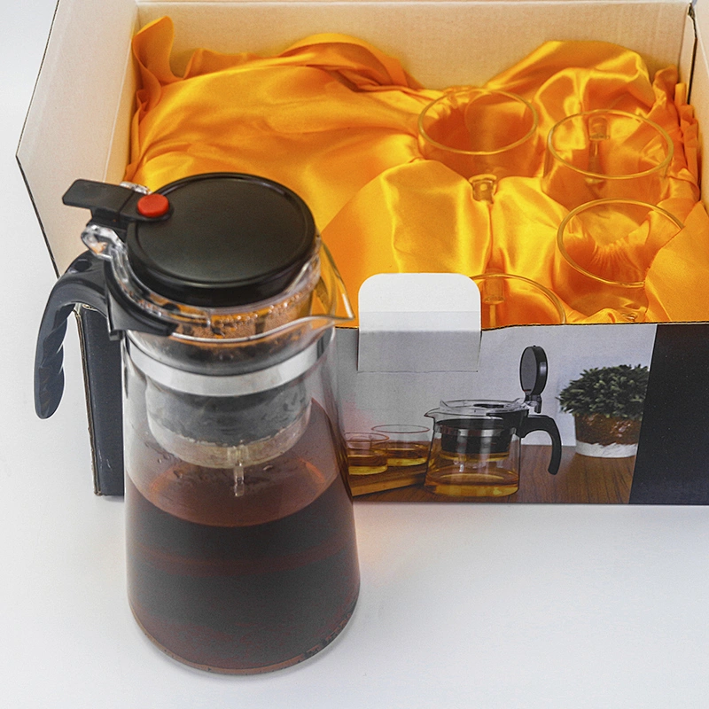 Hot selling high borosilicate heat resistant glass teapot tea maker with button