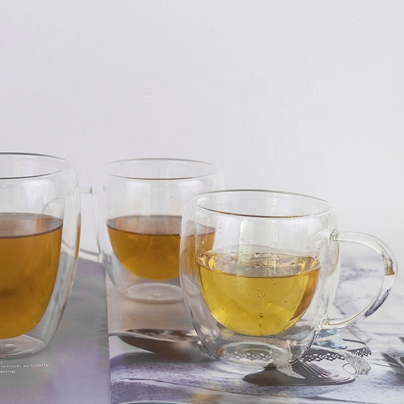 250/350ML  high borosilicate heat resistant glass tea cup mug with handle