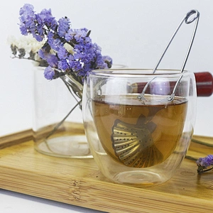 High quality stainless steel shell shape tea infuser with handle