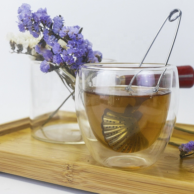 High quality stainless steel shell shape tea infuser with handle