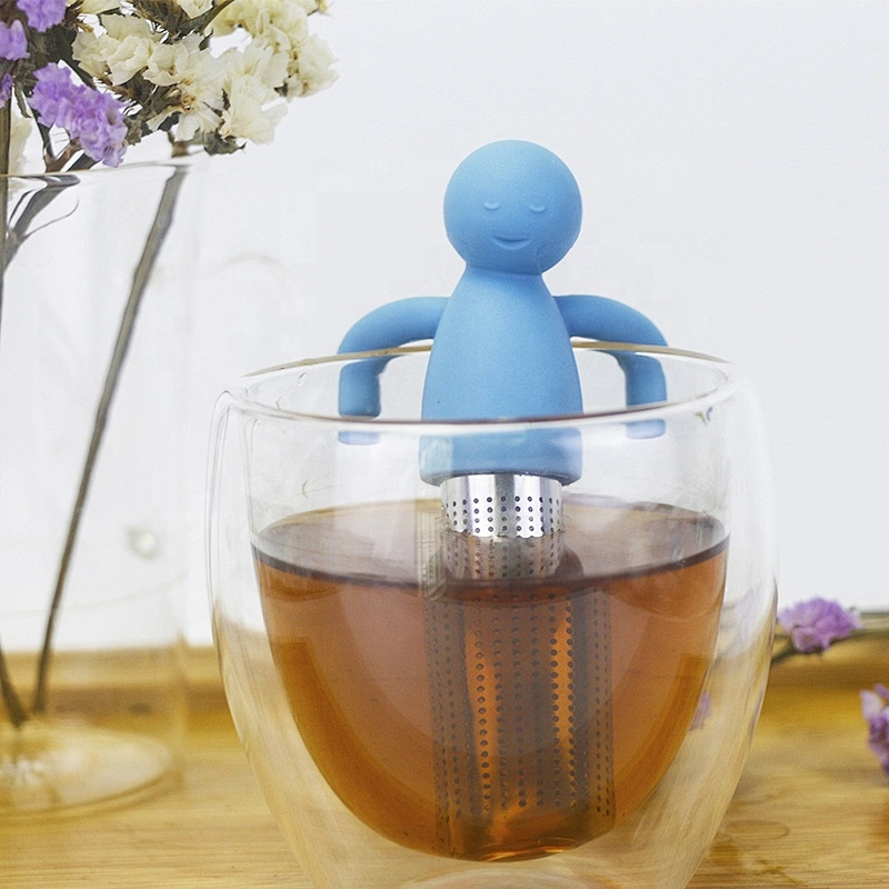 Man Shape Stainless Steel Loose Leaf Tea infuser silicone tea Ball Strainer for tea cup