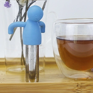 Man Shape Stainless Steel Loose Leaf Tea infuser silicone tea Ball Strainer for tea cup