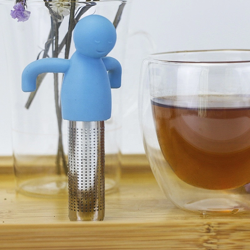 Man Shape Stainless Steel Loose Leaf Tea infuser silicone tea Ball Strainer for tea cup