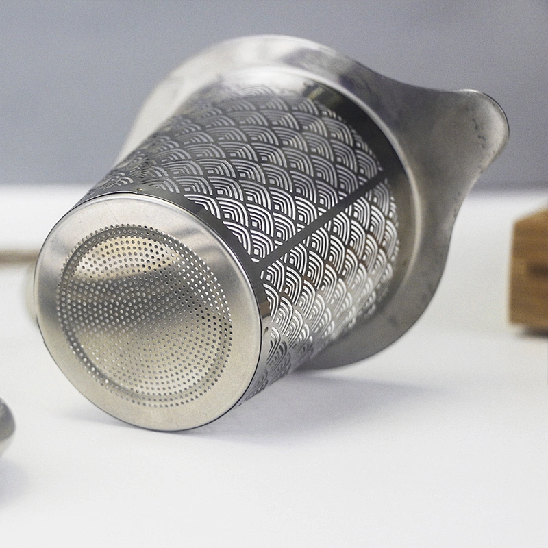 Newly stainless steel wave pattern tea strainer basket shape tea infuser with handle