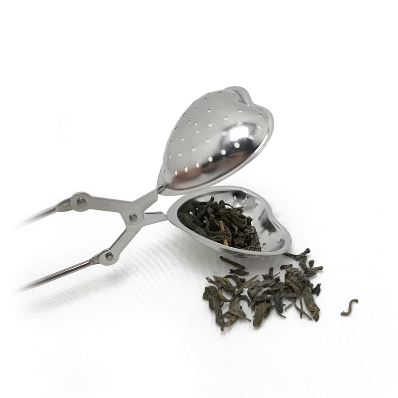 Hot selling stainless steel heart shape tea infuser with clamping handle