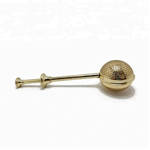 High quality stainless steel gold plating ball shape tea infuser tea ball with handle