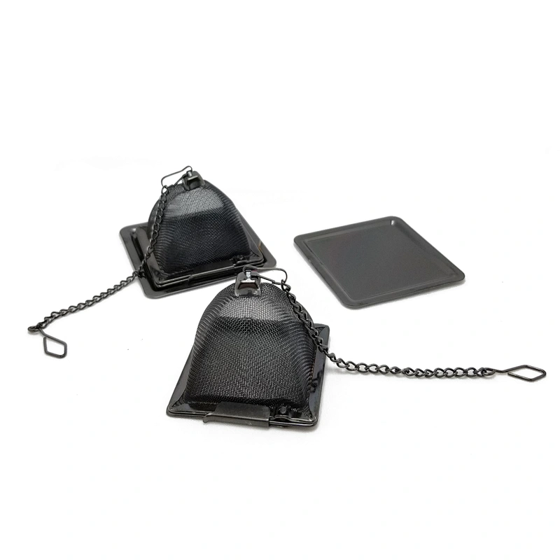 Novelty stainless steel mesh pyramid shape tea infuser with black coating