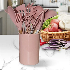 11 PCS Silicone Kitchenware Set Kitchen Utensils Set With Wooden Handle