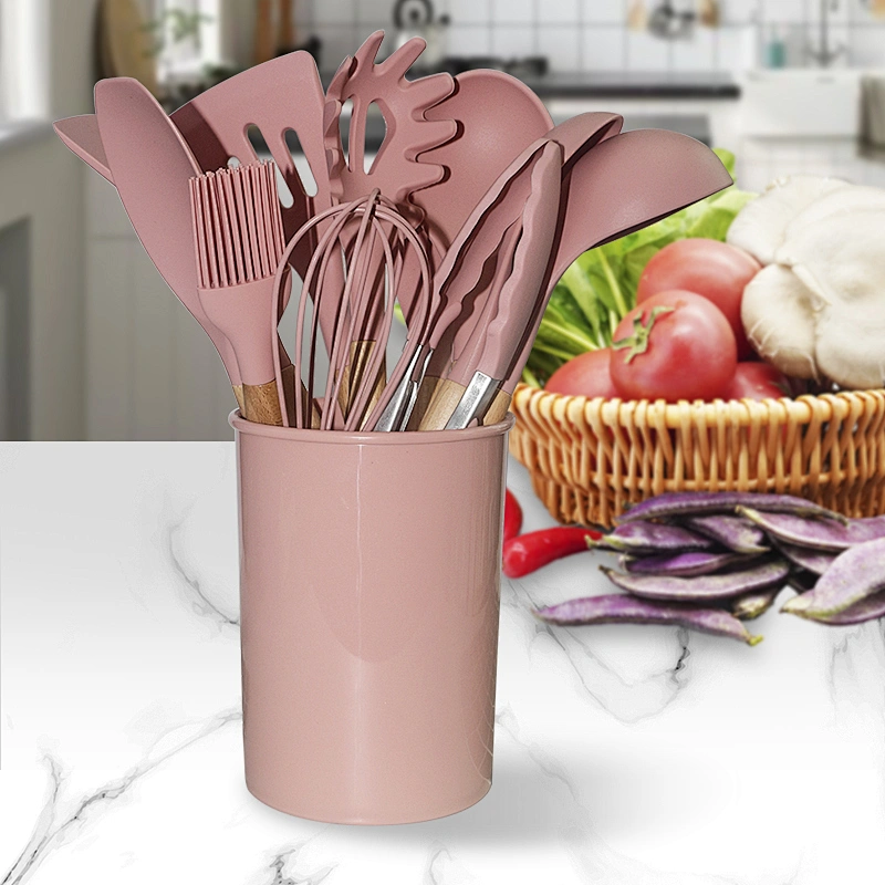 11 PCS Silicone Kitchenware Set Kitchen Utensils Set With Wooden Handle