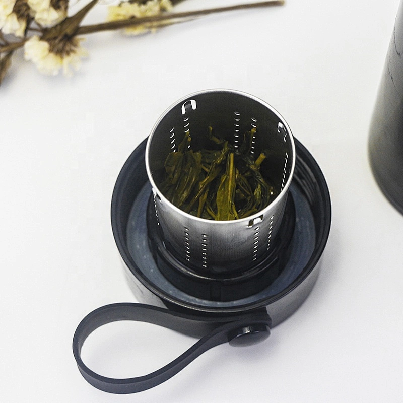 High borosilicate glass water Bottle tea bottle with stainless steel tea infuser