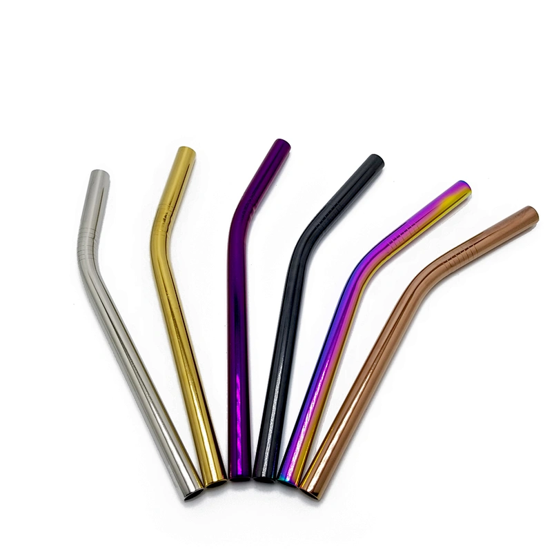 Colorful reusable stainless steel 12*215mm metal drinking straw