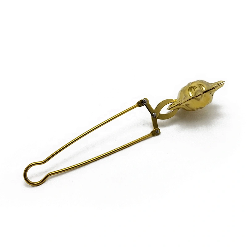 Novelty stainless steel titanium gold plating sun shape tea infuser tea strainer with clamping handle