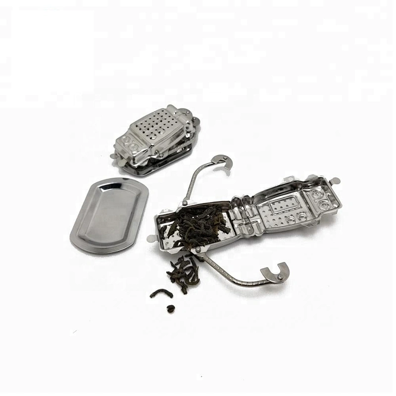 High quality stainless steel robot shape tea infuser tea strainer with drip tray